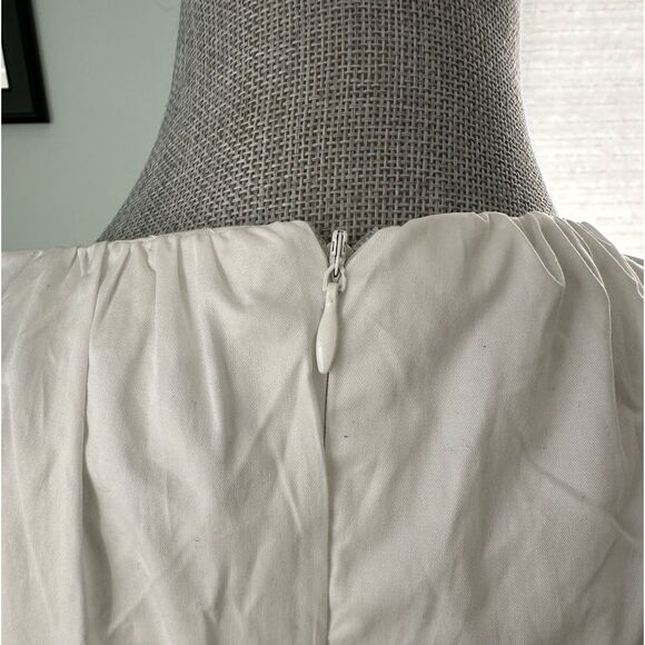 NWT Monn White Semi Sheer Asymmetric Tiered 3/4 sleeve Midi Dress size XS - Picture 6 of 8